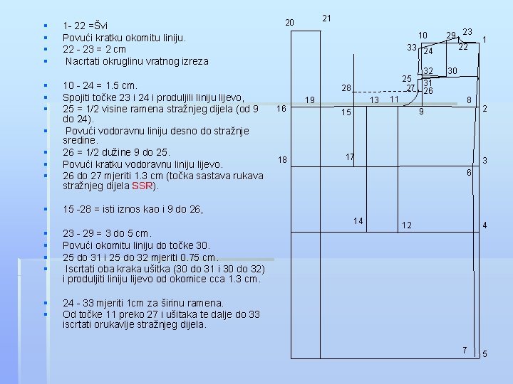 § § 1 - 22 =Švi Povući kratku okomitu liniju. 22 - 23 =