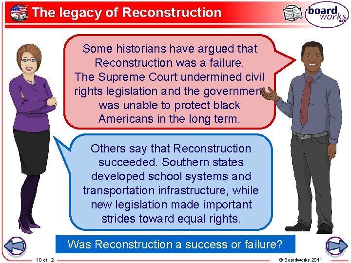 The legacy of Reconstruction Some historians have argued that Reconstruction was a failure. The
