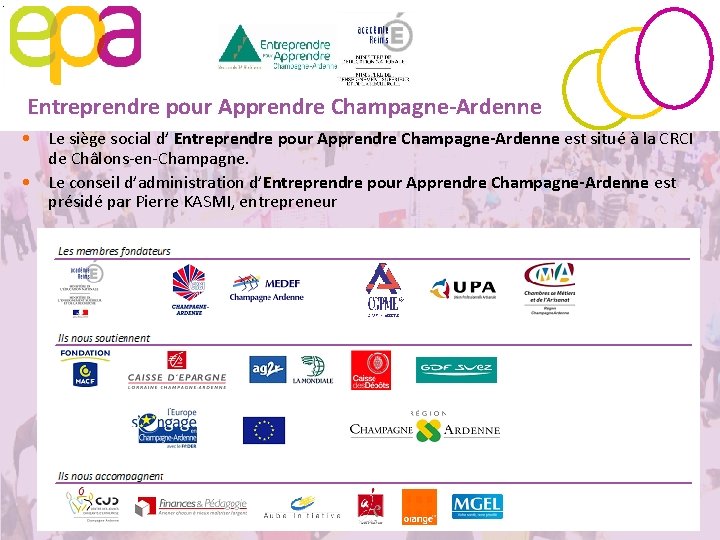 Entreprendre pour Apprendre Champagne-Ardenne • Le siège social d’ Entreprendre pour Apprendre Champagne-Ardenne est