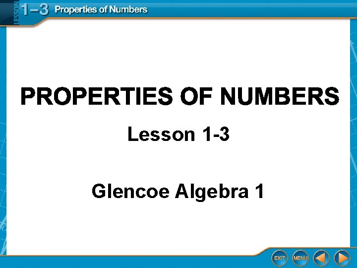 Lesson 1 -3 Glencoe Algebra 1 