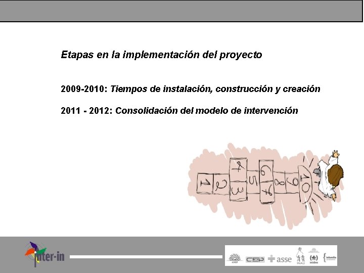 Etapas en la implementación del proyecto 2009 -2010: Tiempos de instalación, construcción y creación