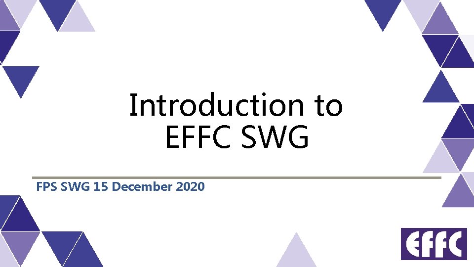 Introduction to EFFC SWG FPS SWG 15 December 2020 