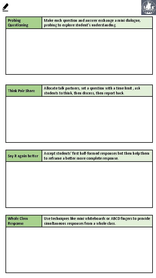 Probing Questioning Make each question and answer exchange a mini dialogue, probing to explore