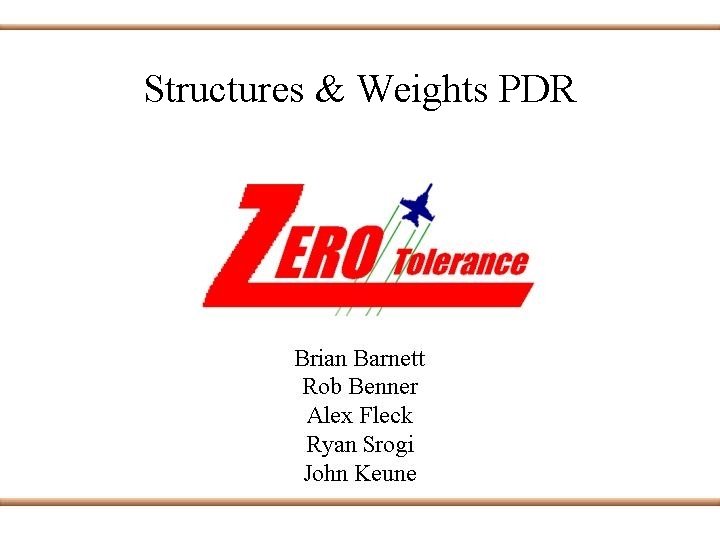 Structures & Weights PDR 