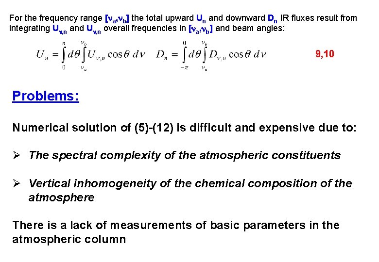 For the frequency range [ a, b] the total upward Un and downward Dn