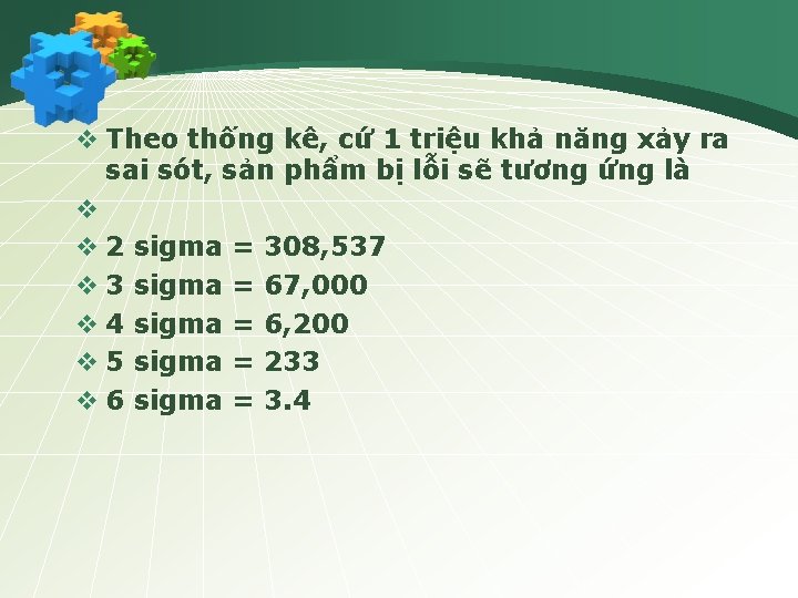 v Theo thống kê, cứ 1 triệu khả năng xảy ra sai sót, sản