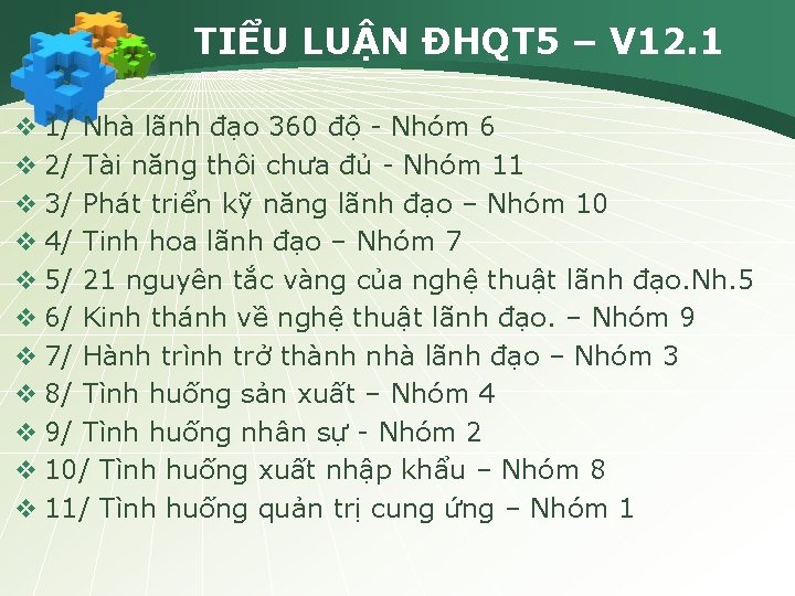 TIỂU LUẬN ĐHQT 5 – V 12. 1 v 1/ Nhà lãnh đạo 360