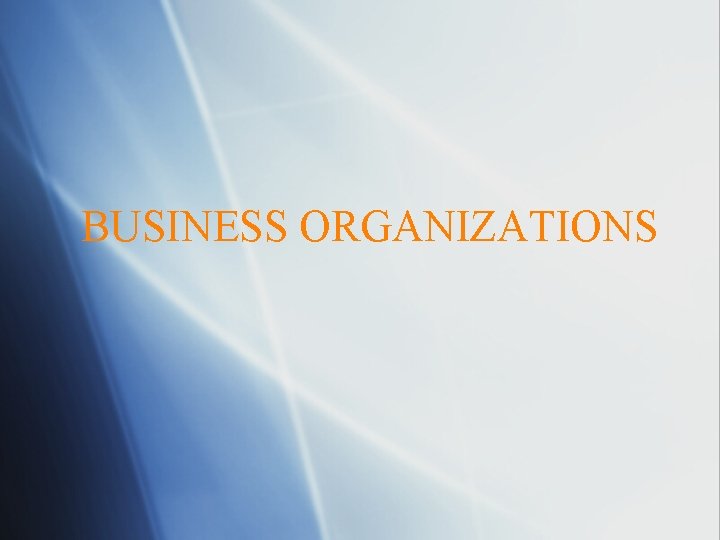 BUSINESS ORGANIZATIONS 