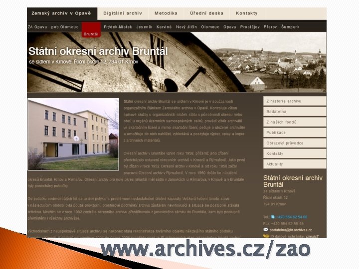 www. archives. cz/zao 