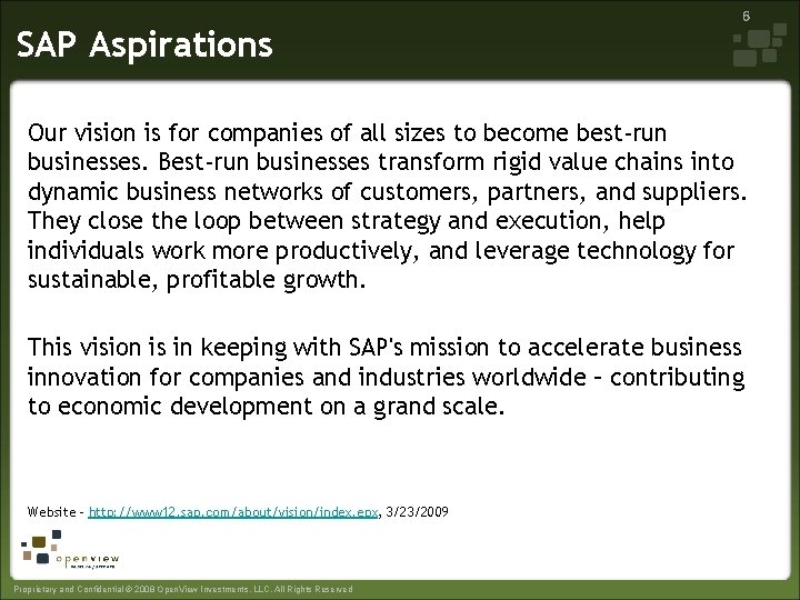 SAP Aspirations 6 Our vision is for companies of all sizes to become best-run