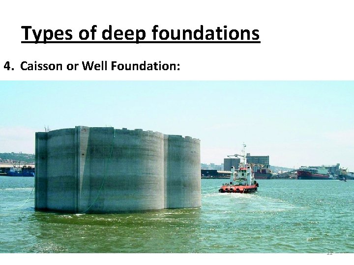 Types of deep foundations 4. Caisson or Well Foundation: 11 