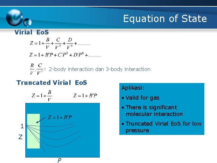 Equation of State Virial Eo. S 2 -body interaction dan 3 -body interaction Truncated