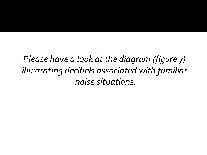 Please have a look at the diagram (figure 7) illustrating decibels associated with familiar