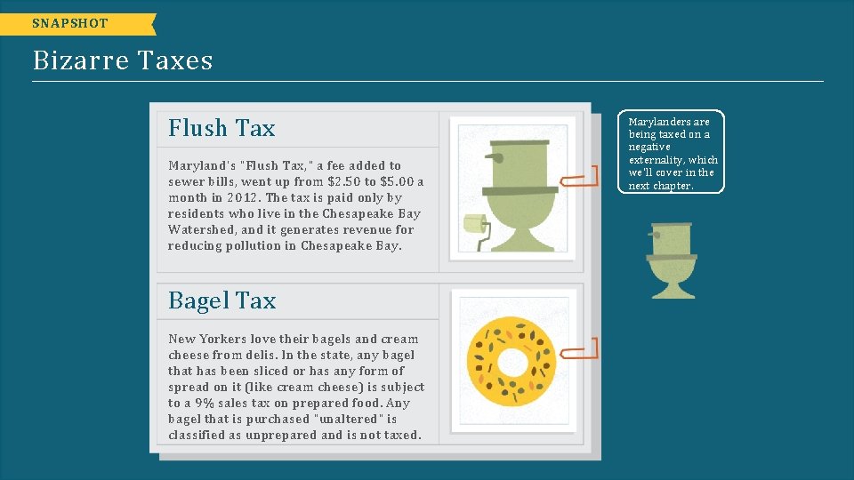 SNAPSHOT Bizarre Taxes Flush Tax Maryland's "Flush Tax, " a fee added to sewer