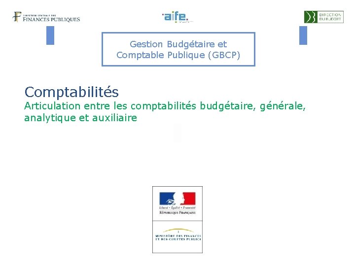 Gestion Budgétaire et Comptable Publique (GBCP) Comptabilités Articulation entre les comptabilités budgétaire, générale, analytique