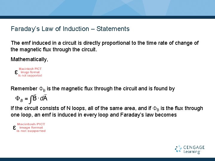 Faraday’s Law of Induction – Statements The emf induced in a circuit is directly