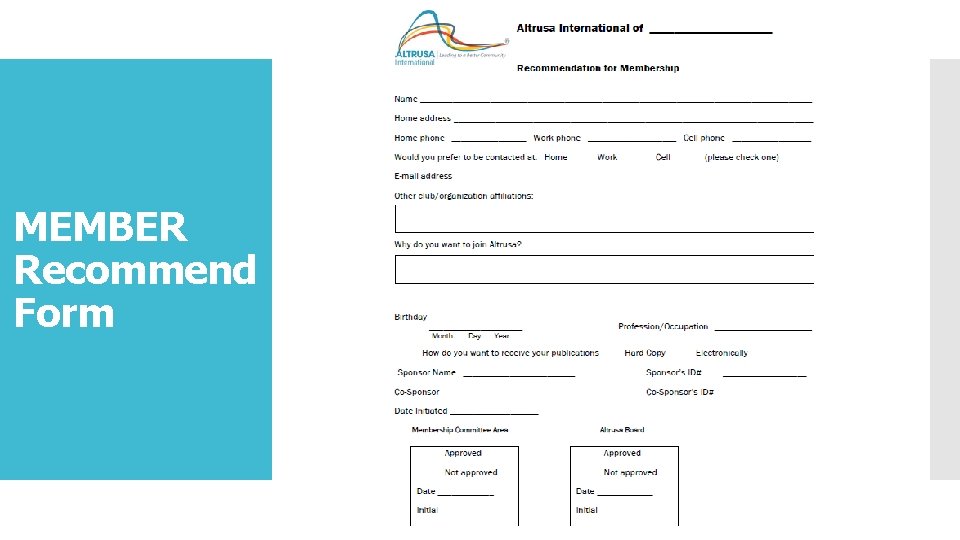 MEMBER Recommend Form 