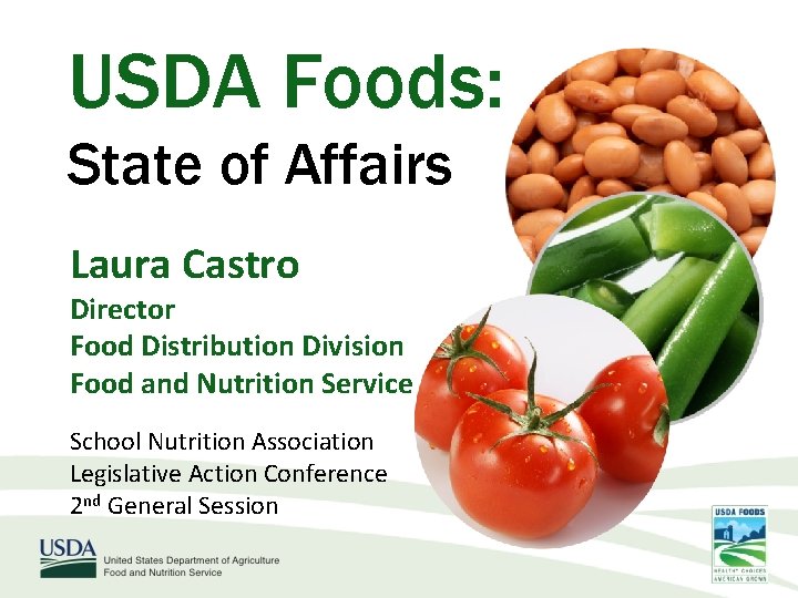 USDA Foods: State of Affairs Laura Castro Director Food Distribution Division Food and Nutrition