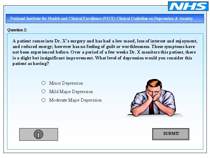 National Institute for Health and Clinical Excellence (NICE) Clinical Guideline on Depression & Anxiety