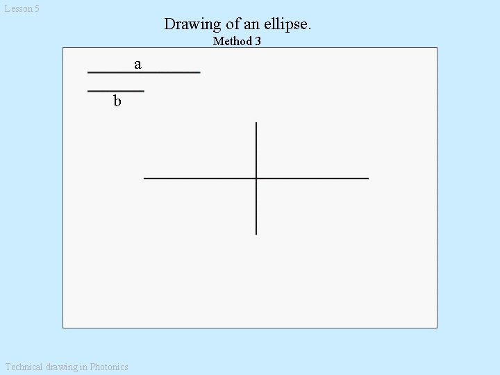 Lesson 5 Drawing of an ellipse. Method 3 a b Technical drawing in Photonics