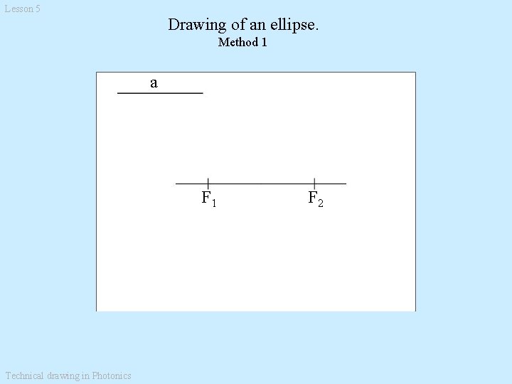 Lesson 5 Drawing of an ellipse. Method 1 a F 1 Technical drawing in Lesson 5 Drawing of an ellipse. Method 1 a F 1 Technical drawing in