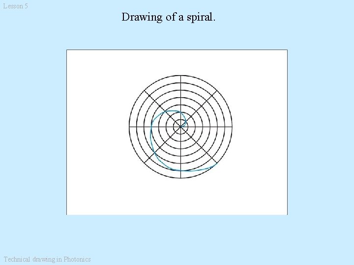 Lesson 5 Drawing of a spiral. Technical drawing in Photonics 