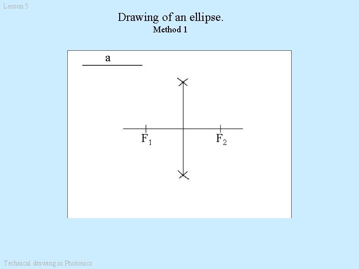 Lesson 5 Drawing of an ellipse. Method 1 a F 1 Technical drawing in Lesson 5 Drawing of an ellipse. Method 1 a F 1 Technical drawing in