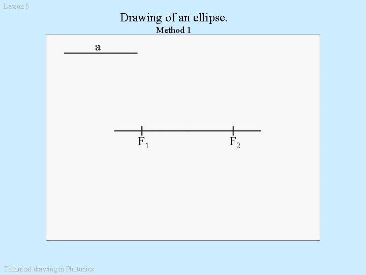 Lesson 5 Drawing of an ellipse. Method 1 a F 1 Technical drawing in Lesson 5 Drawing of an ellipse. Method 1 a F 1 Technical drawing in