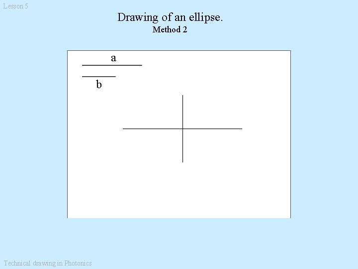 Lesson 5 Drawing of an ellipse. Method 2 a b Technical drawing in Photonics Lesson 5 Drawing of an ellipse. Method 2 a b Technical drawing in Photonics