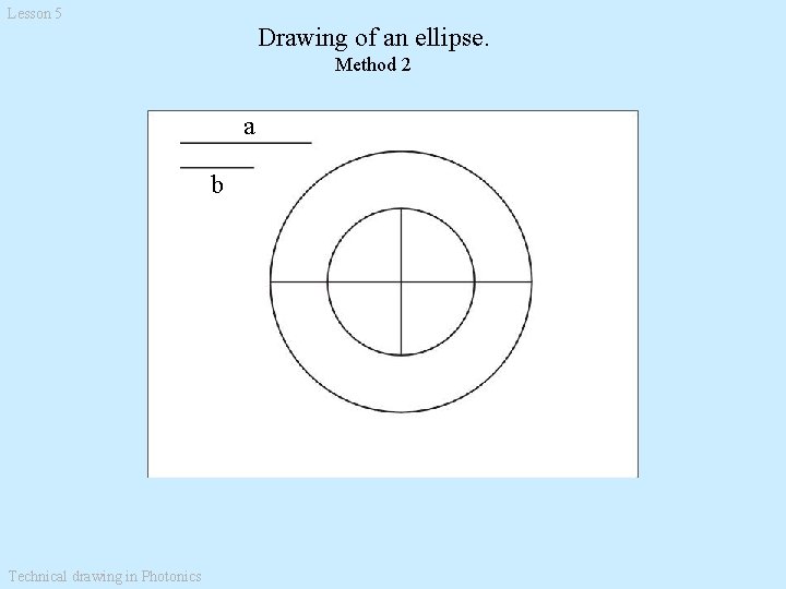 Lesson 5 Drawing of an ellipse. Method 2 a b Technical drawing in Photonics