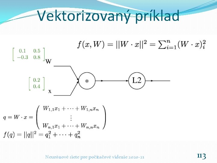 Vektorizovaný príklad Neurónové siete pre počítačové videnie 2020 -21 113 