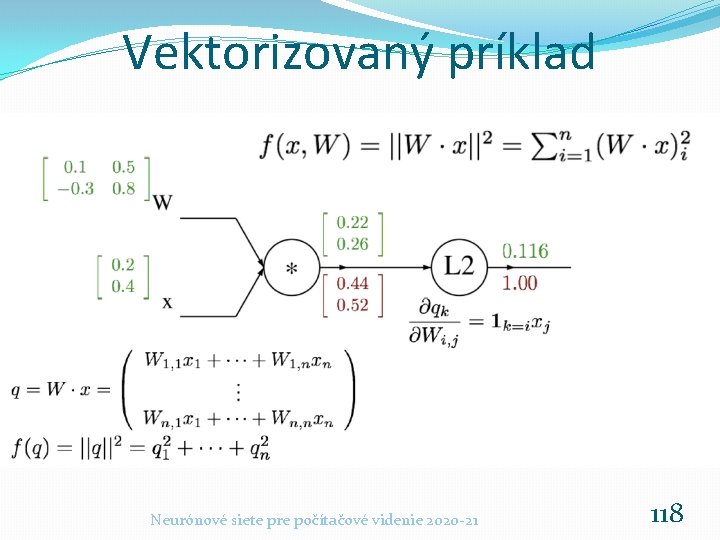 Vektorizovaný príklad Neurónové siete pre počítačové videnie 2020 -21 118 