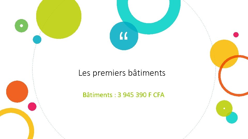 “ Les premiers bâtiments Bâtiments : 3 945 390 F CFA 