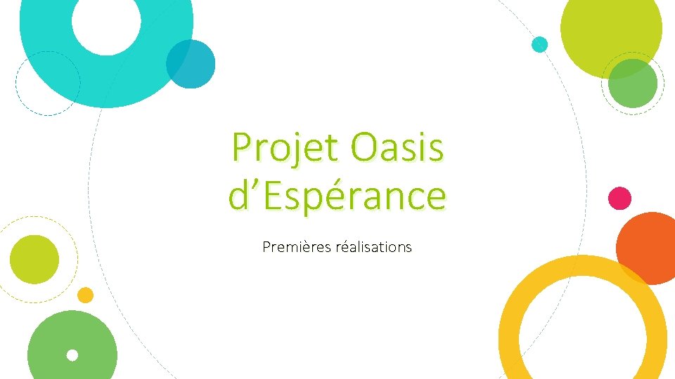 Projet Oasis d’Espérance Premières réalisations 