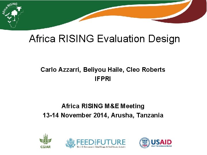 Africa RISING Evaluation Design Carlo Azzarri, Beliyou Haile, Cleo Roberts IFPRI Africa RISING M&E