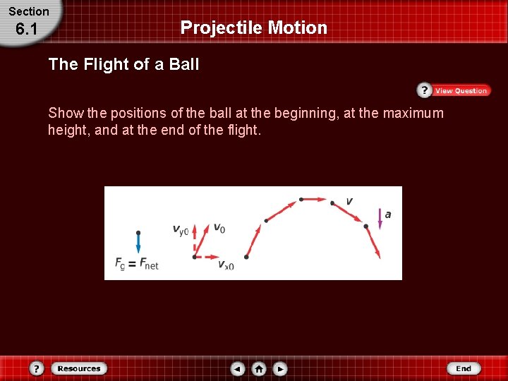 Section 6. 1 Projectile Motion The Flight of a Ball Show the positions of Section 6. 1 Projectile Motion The Flight of a Ball Show the positions of