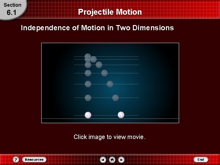 Section 6. 1 Projectile Motion Independence of Motion in Two Dimensions Click image to Section 6. 1 Projectile Motion Independence of Motion in Two Dimensions Click image to