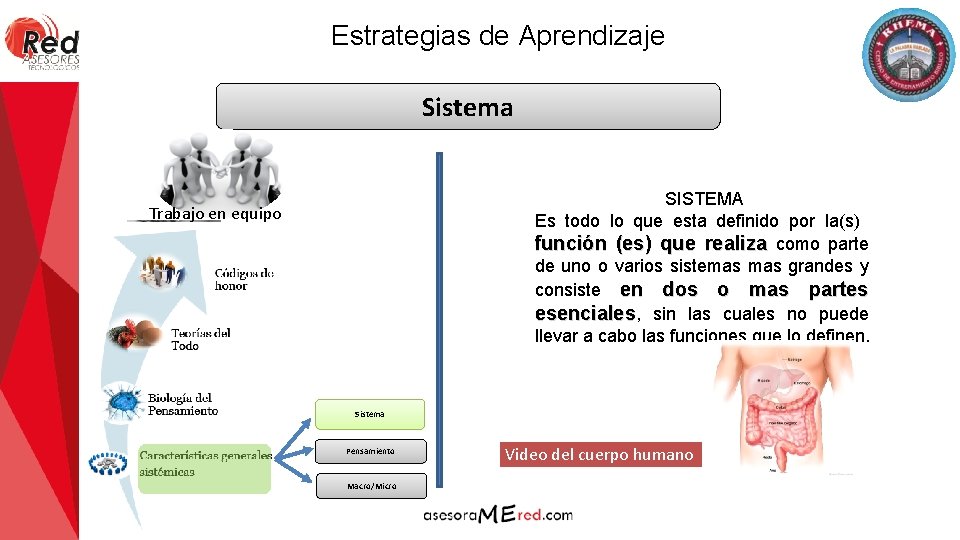 Estrategias de Aprendizaje Sistema SISTEMA Es todo lo que esta definido por la(s) función