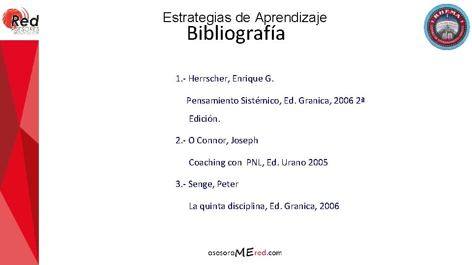 Estrategias de Aprendizaje Bibliografía 1. - Herrscher, Enrique G. Pensamiento Sistémico, Ed. Granica, 2006