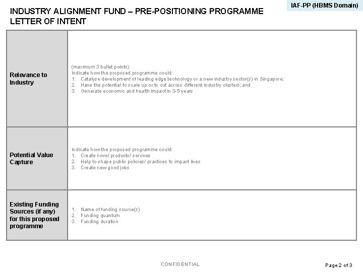 INDUSTRY ALIGNMENT FUND – PRE-POSITIONING PROGRAMME LETTER OF INTENT Relevance to Industry (maximum 3 INDUSTRY ALIGNMENT FUND – PRE-POSITIONING PROGRAMME LETTER OF INTENT Relevance to Industry (maximum 3
