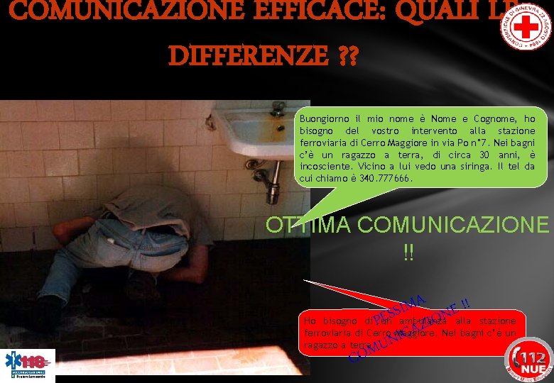 COMUNICAZIONE EFFICACE: QUALI LE DIFFERENZE ? ? Buongiorno il mio nome è Nome e