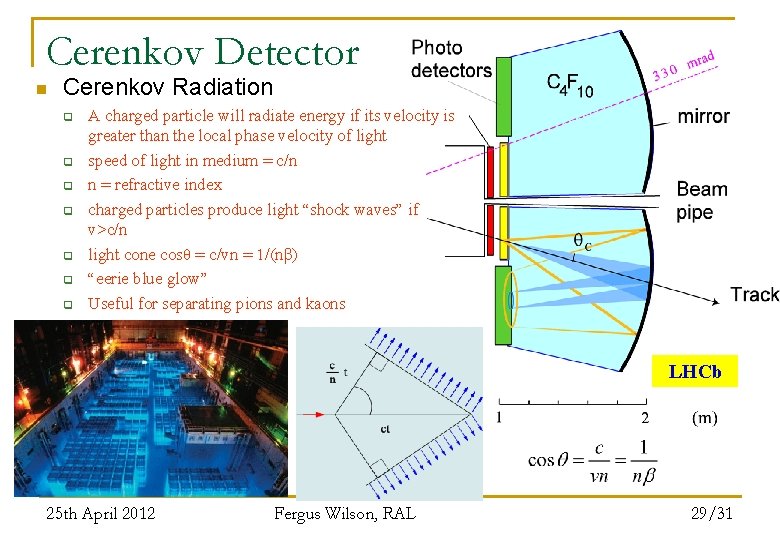 Cerenkov Detector n Cerenkov Radiation q q q q A charged particle will radiate