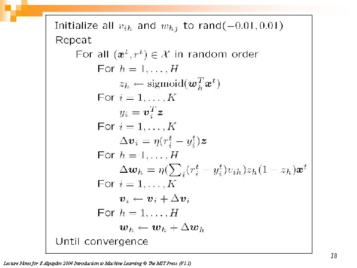 18 Lecture Notes for E Alpaydın 2004 Introduction to Machine Learning © The MIT 18 Lecture Notes for E Alpaydın 2004 Introduction to Machine Learning © The MIT