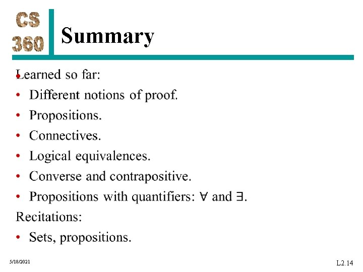 Summary • 5/18/2021 L 2. 14 