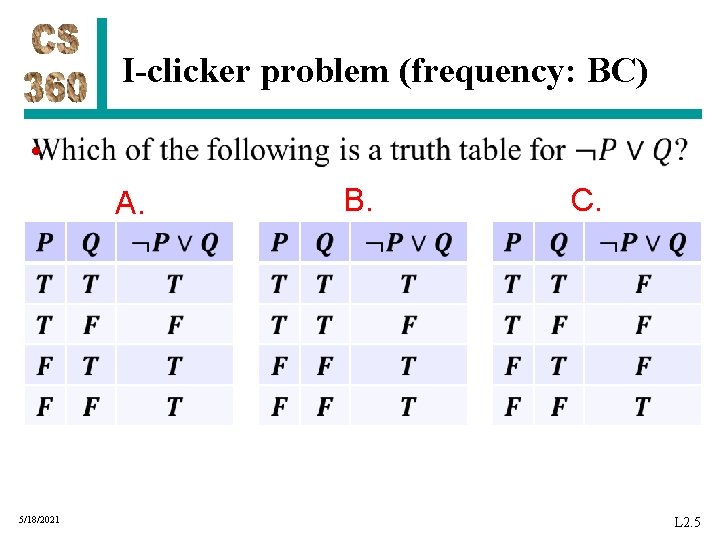 I-clicker problem (frequency: BC) • A. 5/18/2021 B. C. L 2. 5 