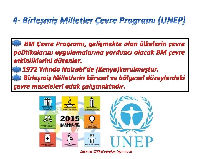 BM Çevre Programı, gelişmekte olan ülkelerin çevre politikalarını uygulamalarına yardımcı olacak BM çevre etkinliklerini