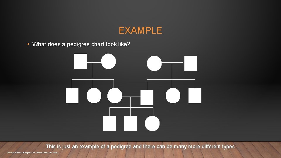 EXAMPLE • What does a pedigree chart look like? This is just an example