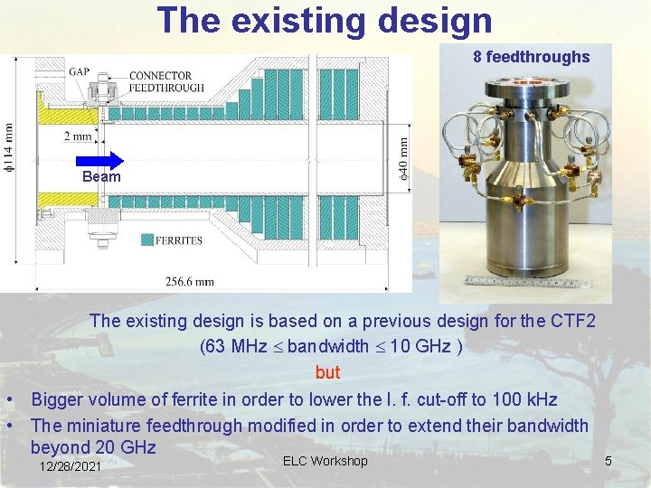 The existing design 8 feedthroughs Beam The existing design is based on a previous The existing design 8 feedthroughs Beam The existing design is based on a previous