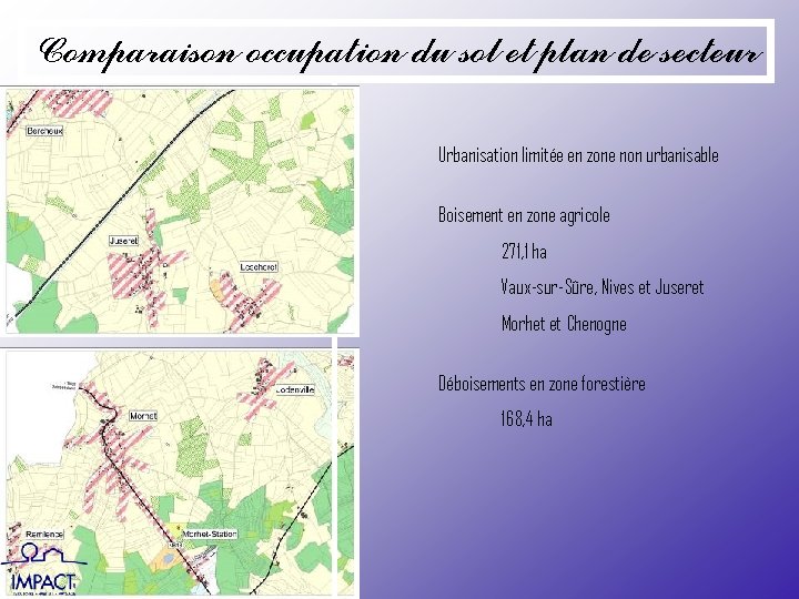 Comparaison occupation du sol et plan de secteur Urbanisation limitée en zone non urbanisable