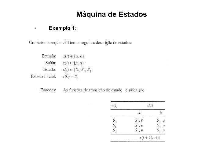 Máquina de Estados • Exemplo 1: 